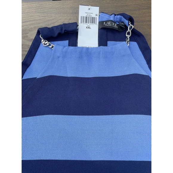 Ralph Lauren Striped Sleeveless Halter Dress Blue Navy $225 - Picture 8 of 12